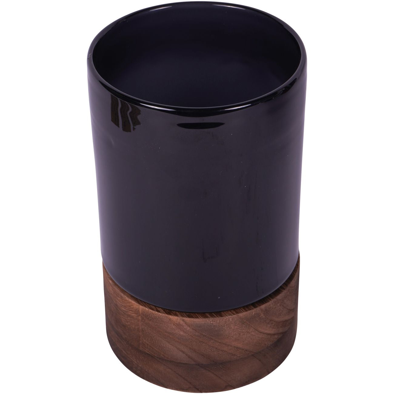 Noir Glass Votive Vase with Wooden Base Small